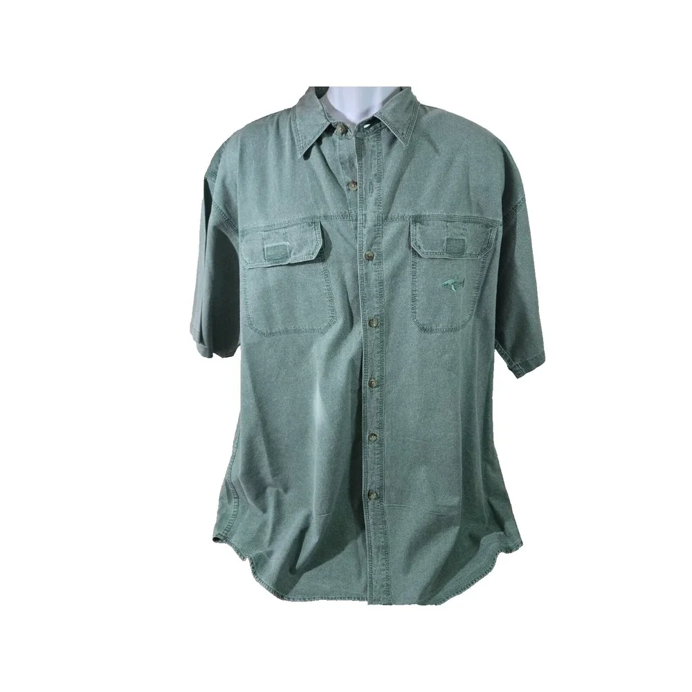 Against the‎ Elements Mens Button Down Up Short Sleeve Shirt Green Size 2XL